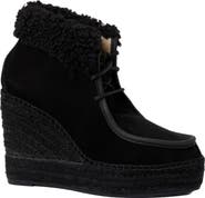 André Assous Genuine Shearling & Suede Wedge Bootie
