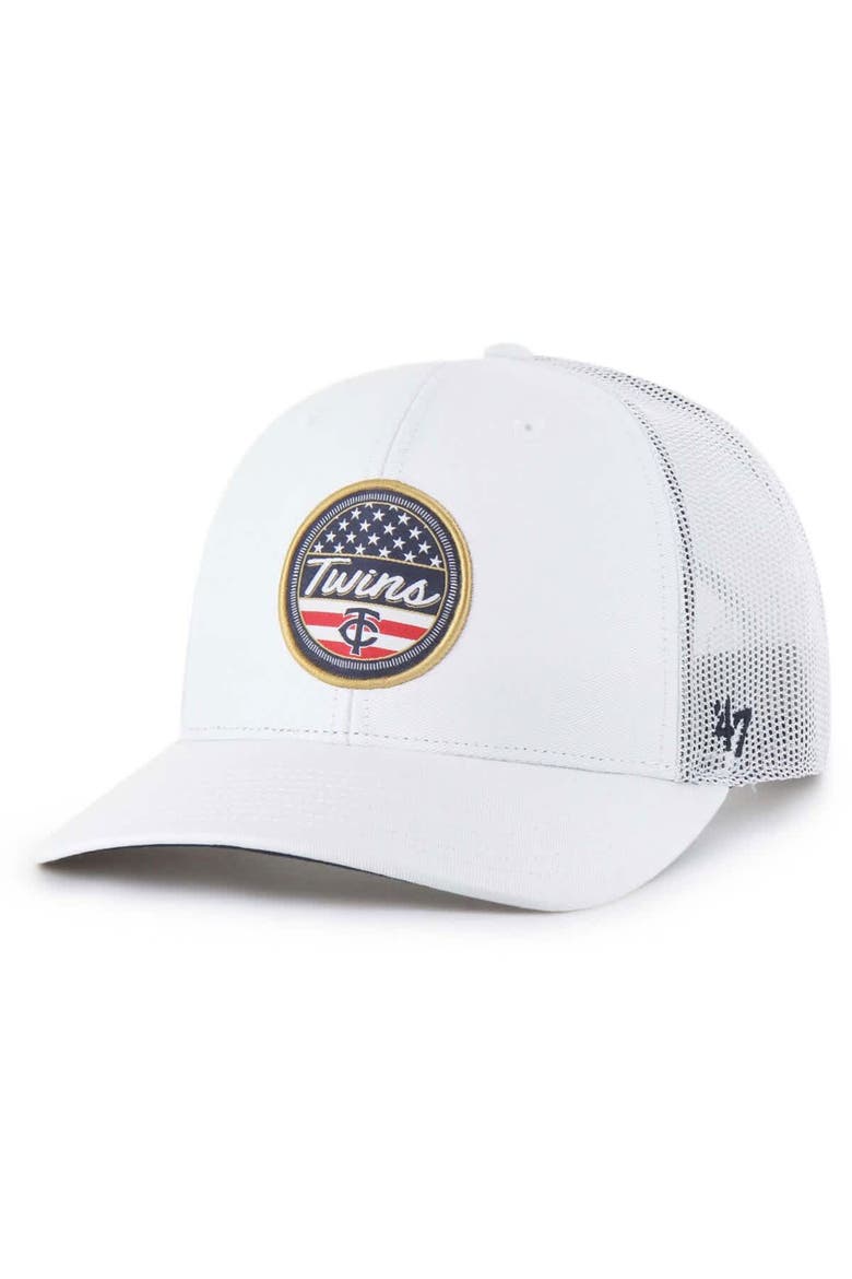 Men's '47 White Minnesota Twins Homage Adjustable Trucker Hat, Main, color, White