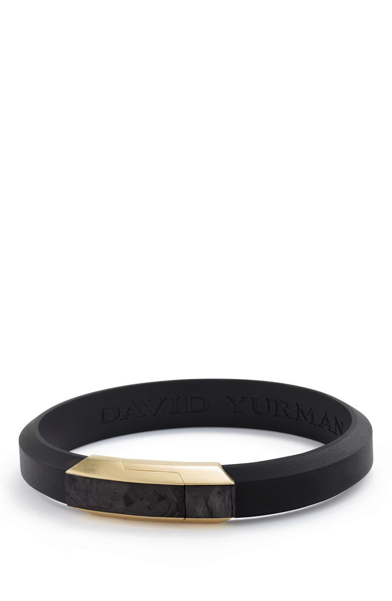 David Yurman Forged Carbon Rubber ID Bracelet with 18K Gold, Main, color,