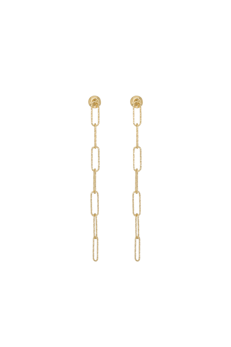 18k Gold Plated Sterling Silver Sinai Textured Chain Earrings Gift Idea, Main, color, Gold
