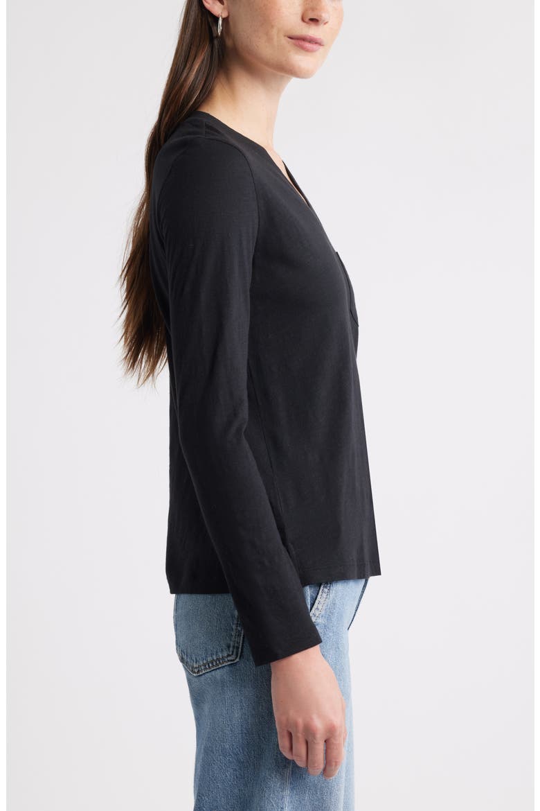 Long Sleeve V-Neck T-Shirt, Alternate, color, BLACK