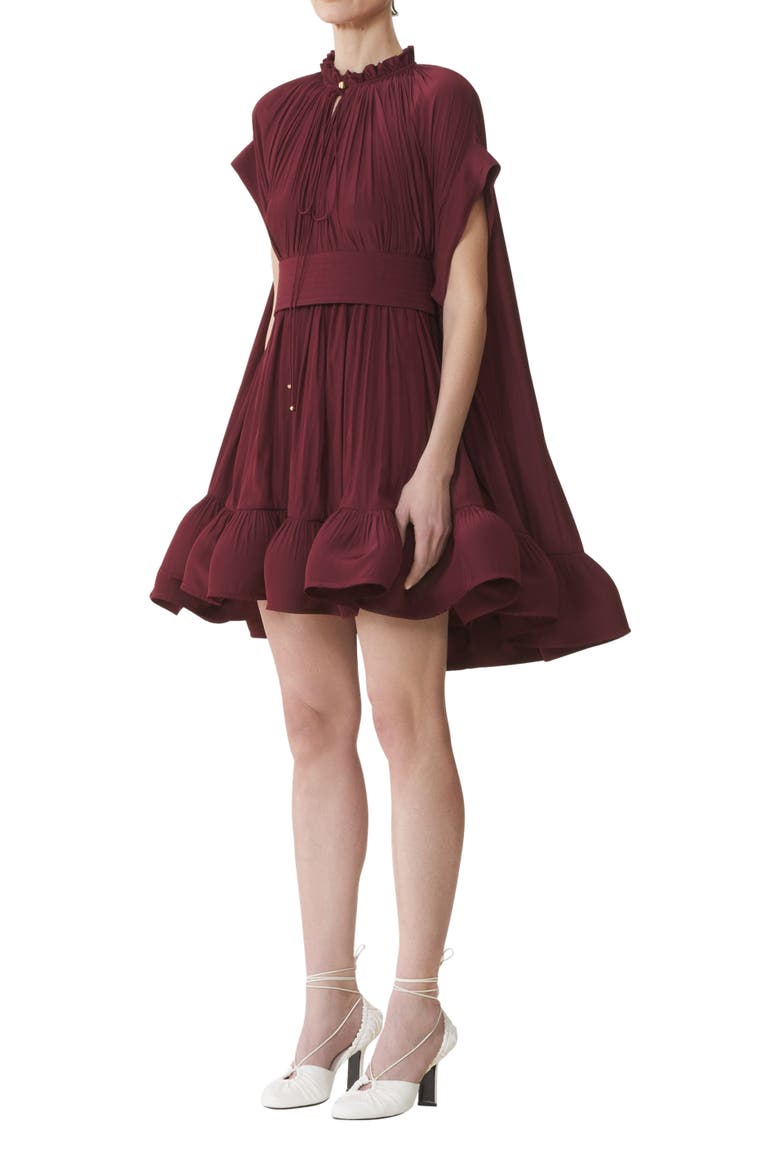 Short Charmeuse Dress, Alternate, color, Burgundy