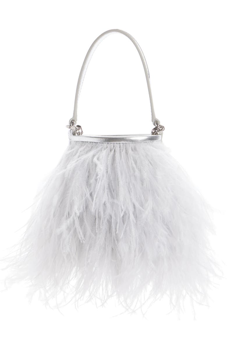 Givenchy Shark Lock Faux Feather Bucket Bag, Alternate, color,