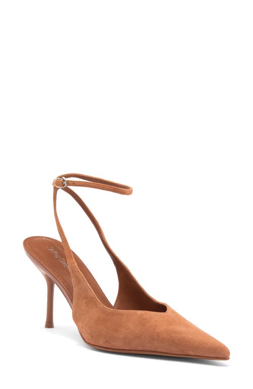 Jeffrey Campbell Executive Ankle Strap Pointed Toe Slingback Pump In Tan Suede