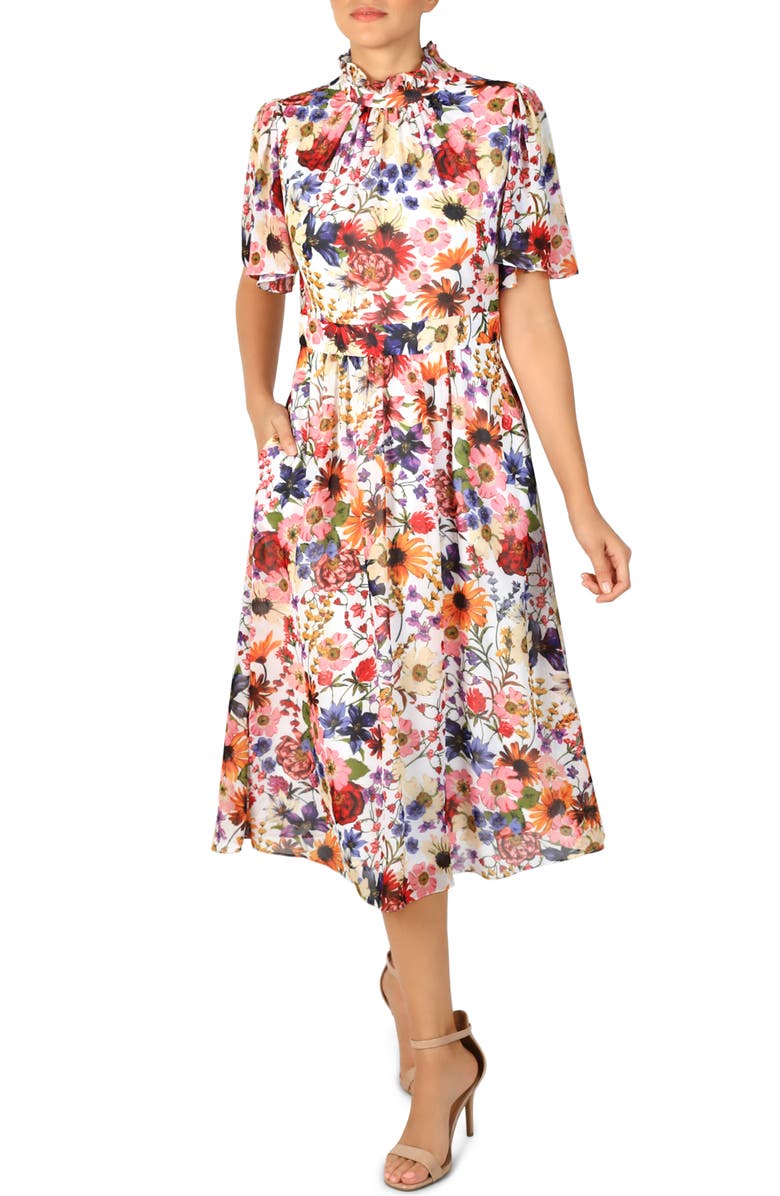Julia Jordan Floral Fit & Flare Midi Dress, Main, color, 