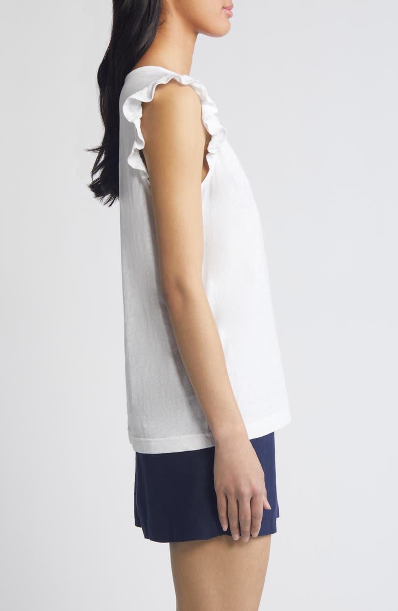 Caslon<sup>®</sup> Ruffle V-Neck Organic Cotton Tank, Alternate, color, 