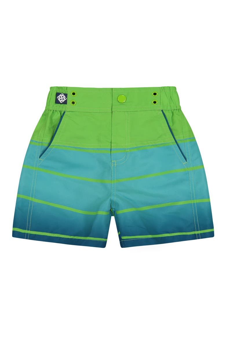 ANDY AND EVAN Printed Swim Trunks, Main, color, AQUA STRIPE