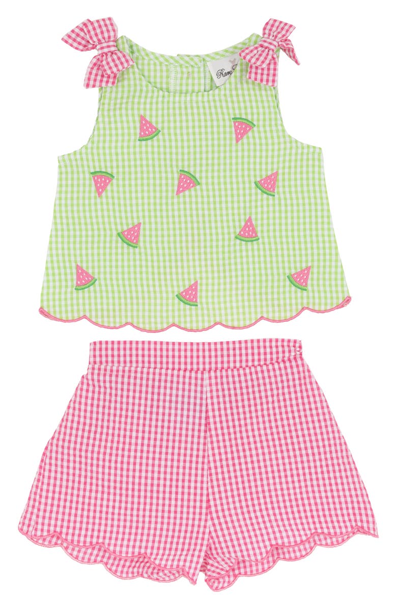 Rare Editions Melon Seersucker Tank & Shorts Set, Main, color, Lime