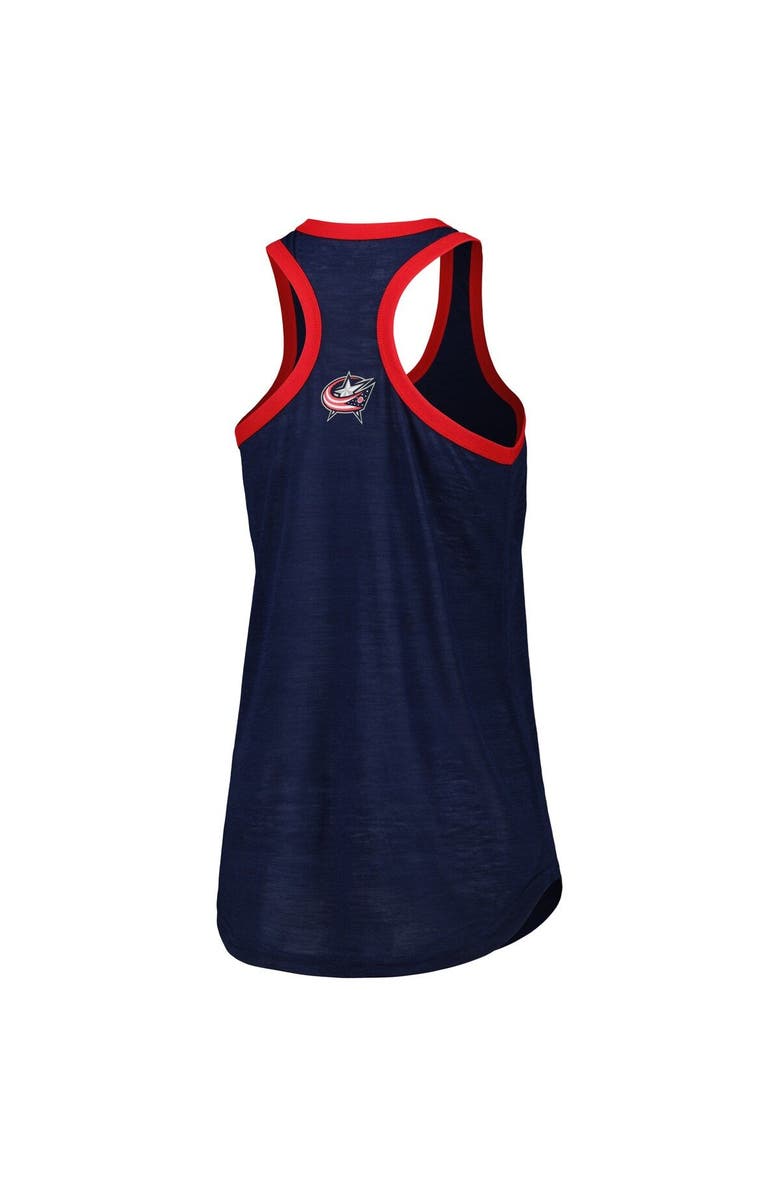 G-III 4HER BY CARL BANKS Women's G-III 4Her by Carl Banks Navy Columbus Blue Jackets First Base Racerback Scoop Neck Tank Top, Alternate, color, Navy
