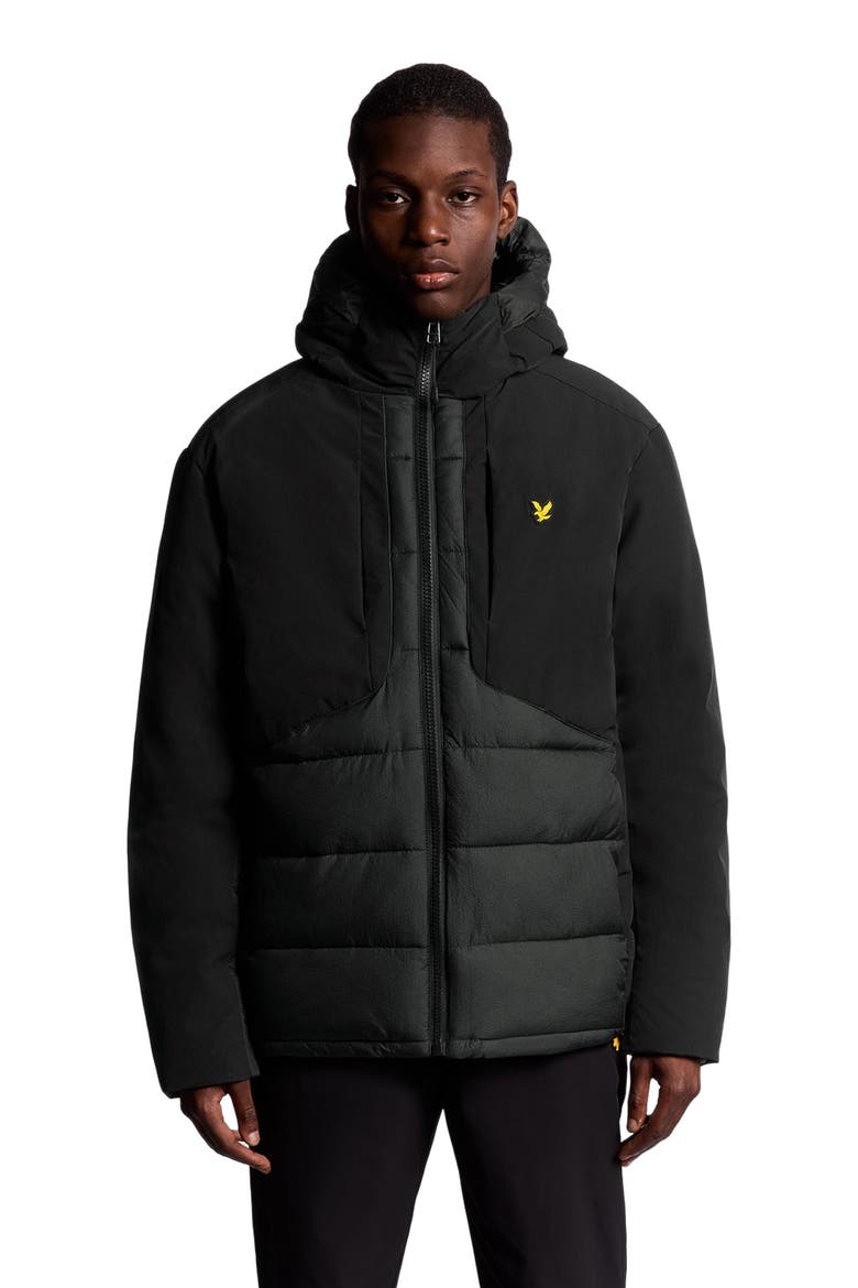 Wadded Hybrid Hooded Jacket, Main, color, Jet Black