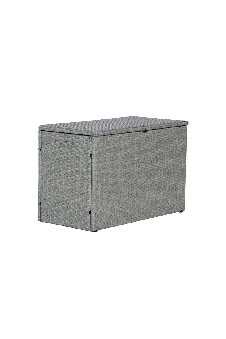 Nino Modern Minimalist Outdoor Faux Wicker Deck and Patio Storage Box, Alternate, color, Gray