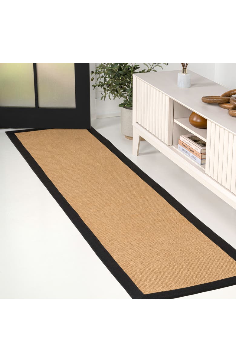 JONATHAN Y Camden Farmhouse Cottage Border Jute Area Rug, Alternate, color, Natural/Black