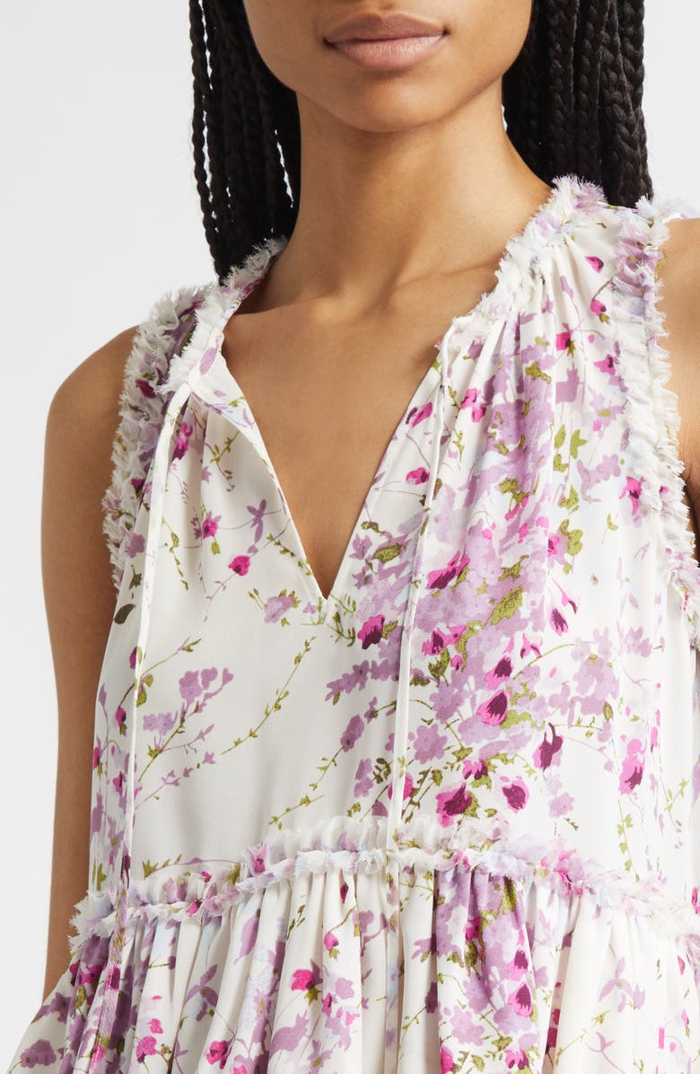 Cinq à Sept Midsummer Bloom Messina Sleeveless Peplum Top, Alternate, color, Ivory Multi