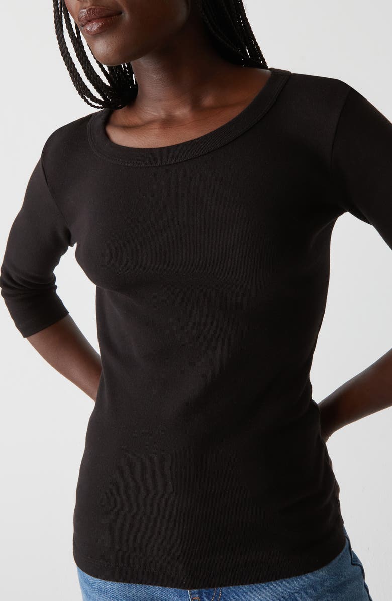 Michael Stars Dot Basic Three-Quarter Sleeve Crewneck T-Shirt, Alternate, color, Black