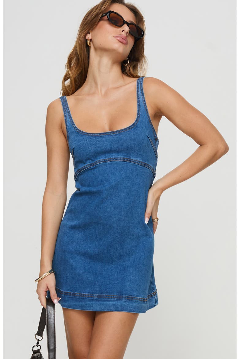 Rautha Denim Minidress, Alternate, color, BLUE