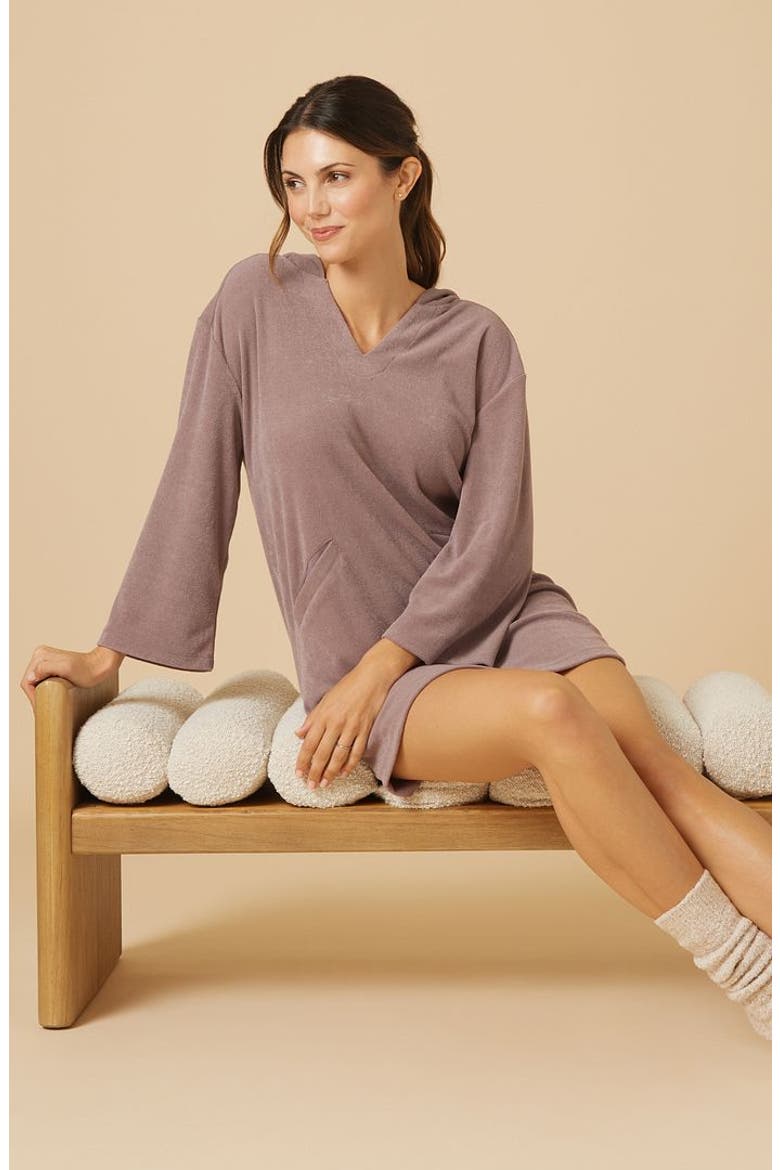 Terry Hooded Lounger, Alternate, color, Driftwood