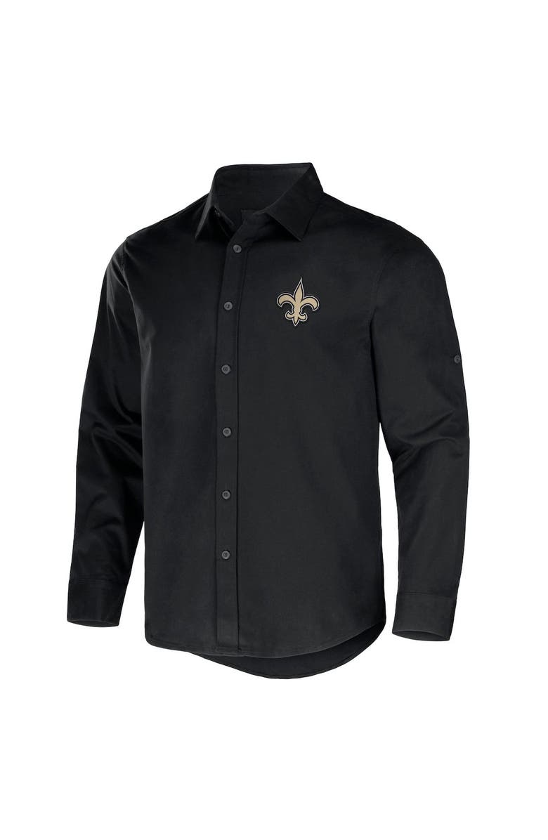 NFL X DARIUS RUCKER Men's NFL x Darius Rucker Collection by Fanatics Black New Orleans Saints Convertible Twill Long Sleeve Button-Up Shirt, Alternate, color,