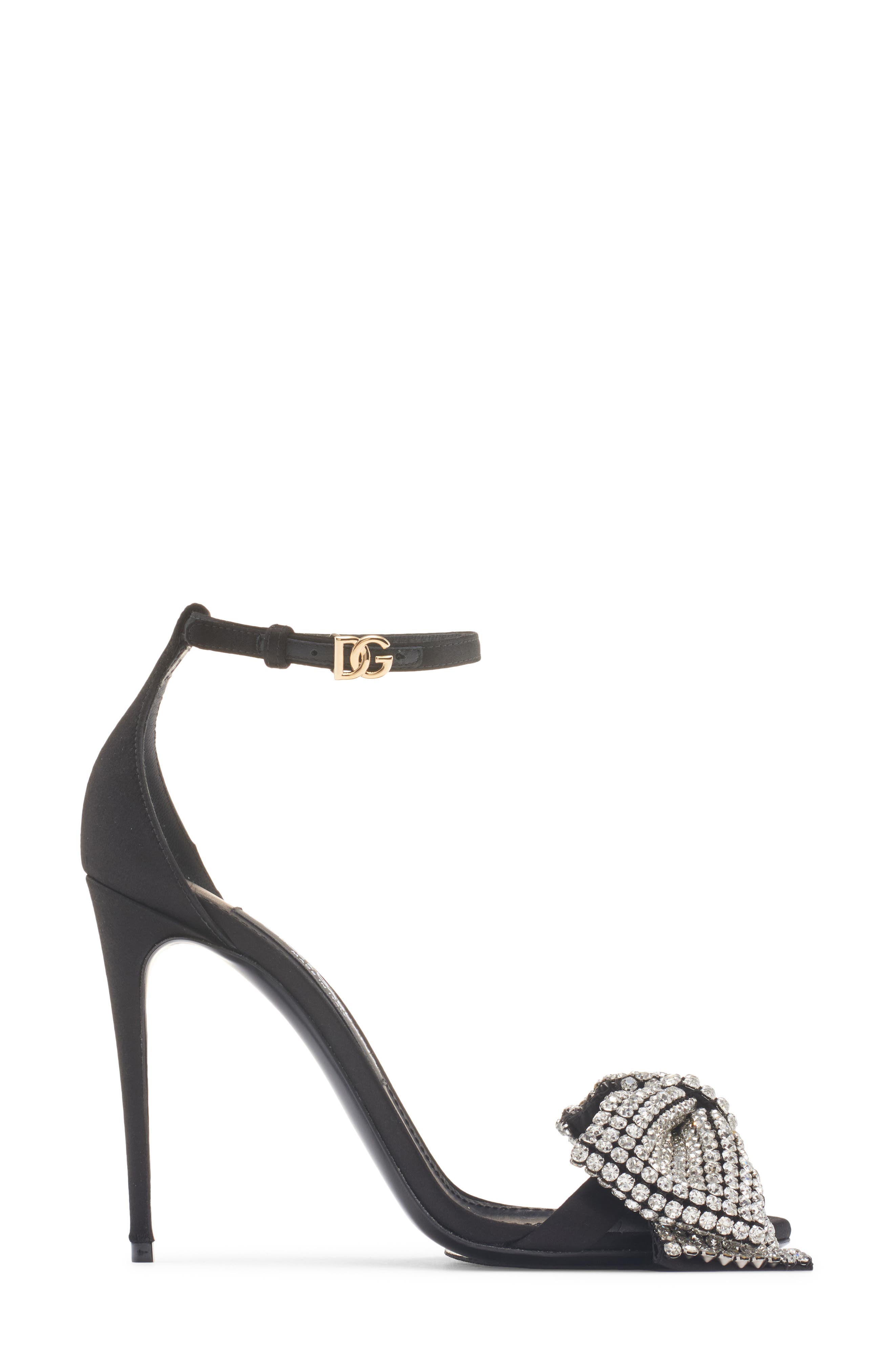 Dolce&Gabbana Keira Crystal Embellished Bow Ankle Strap Sandal, Alternate, color, 8S488 Nero/ Crystal