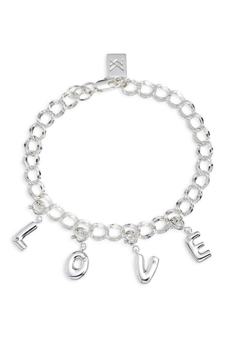 Love Charm Bracelet, Main, color, SILVER