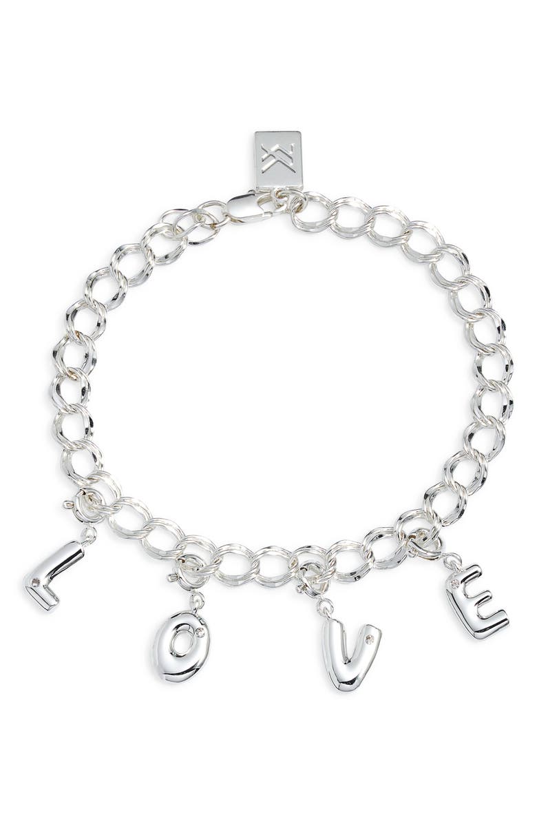 MIRANDA FRYE Love Charm Bracelet, Main, color, Silver