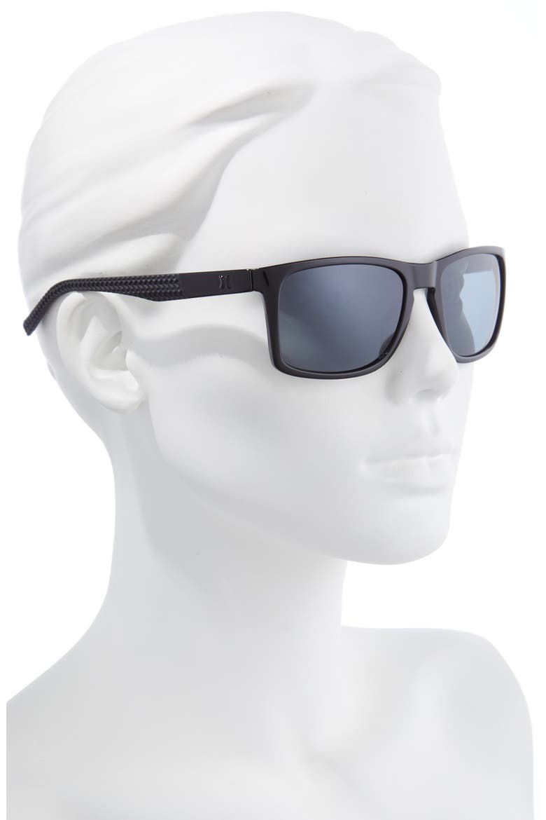 Classics 56mm Polarized Rectangular Sunglasses, Alternate, color, SHINY BLACK/ SMOKE BASE