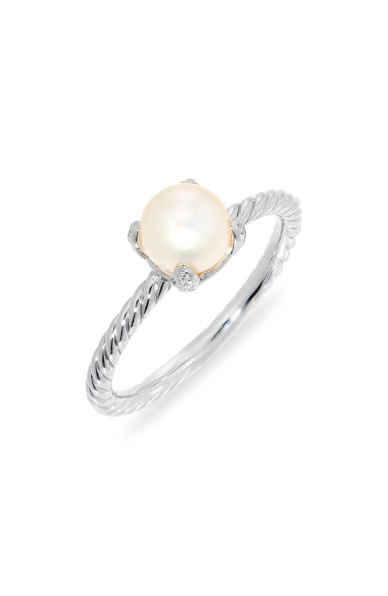 David Yurman Pearl Classics Ring in Sterling Silver with Diamonds, 2mm, Main, color, Silver Pave