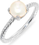 David Yurman Pearl Classics Ring in Sterling Silver with Diamonds, 2mm
