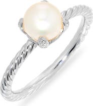 David Yurman Pearl Classics Ring in Sterling Silver with Diamonds, 2mm