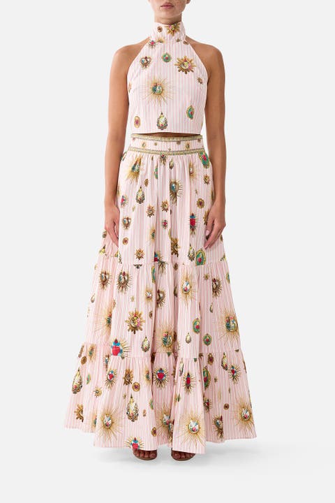 High Waisted Tiered Skirt