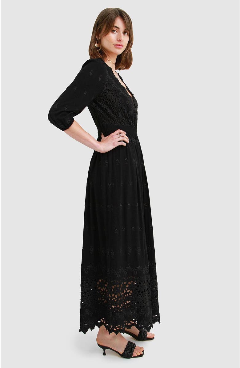 Belle & Bloom All Eyes On Me Midi Dress, Alternate, color, Black