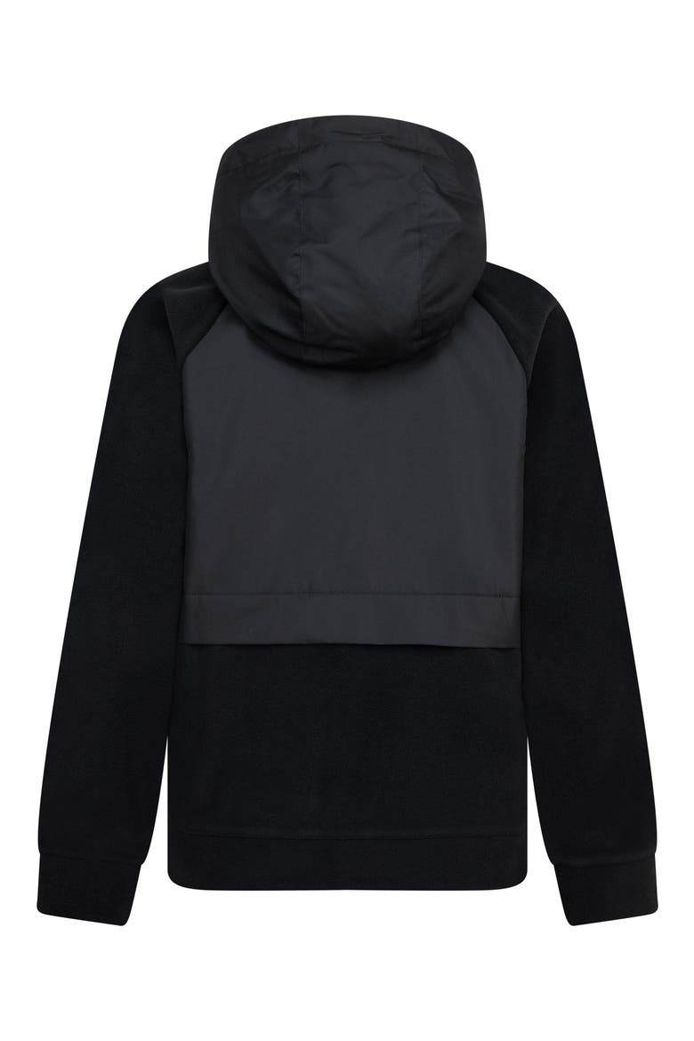 Kids' Mixed Media Fleece Zip Hoodie, Alternate, color, BLACK
