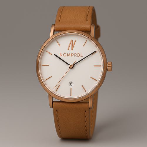 NCMPRBL Lucky Me Suede Leather Strap Watch, 40MM in Tan/eggshell White/rose Gold  product