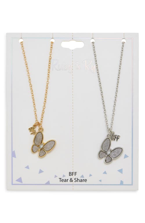 Ruby & Ry Kids' 2-Pack BFF Butterfly Necklaces in Silver 