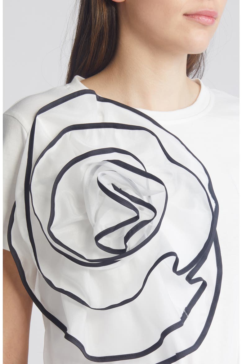 Florence 3D Flower T-Shirt, Alternate, color, WHITE