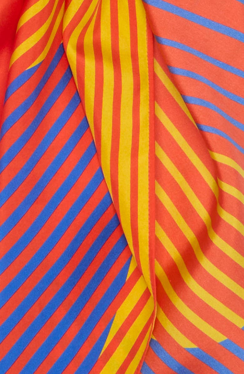 Lack of Color Color Print Long Scarf, Alternate, color, Silk Red