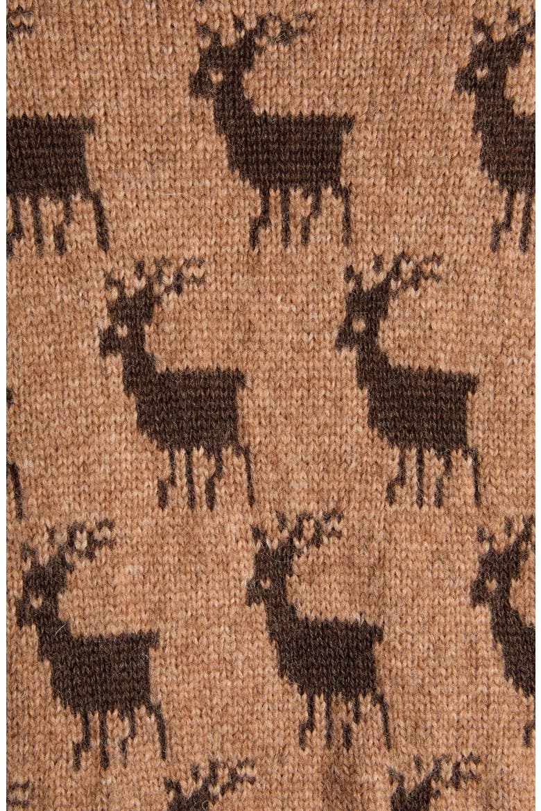 Reindeer Jacquard Alpaca & Virgin Wool Blend Sweater, Alternate, color, BROWN
