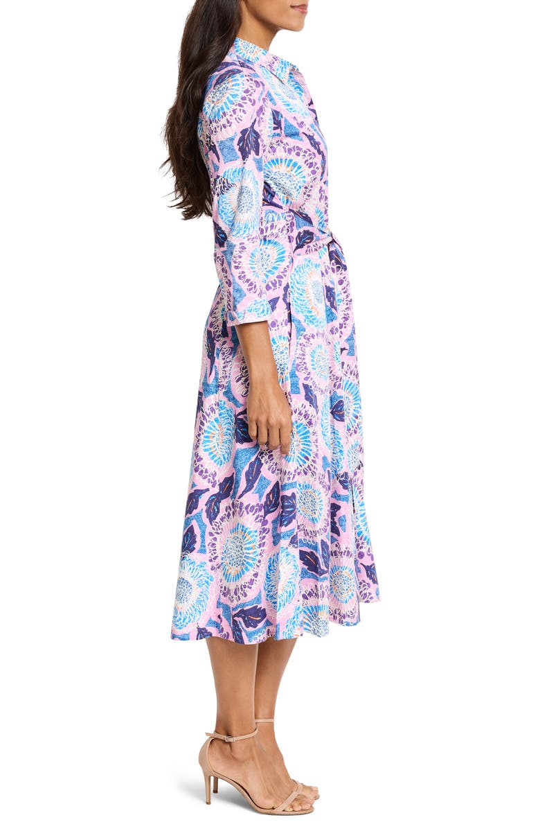NIC+ZOE Scribble Blooms Midi Shirtdress, Alternate, color, Purple Multi