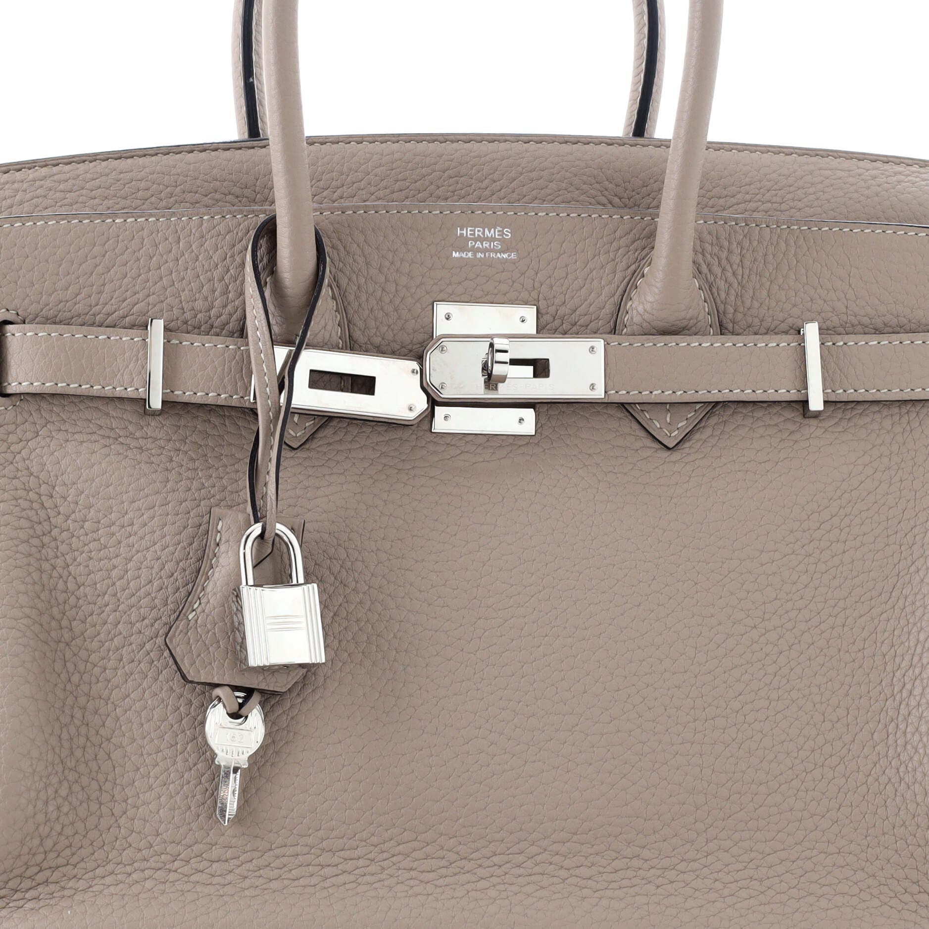 Pre-Owned Hermes Birkin Handbag Grey Clemence with Palladium Hardware 30, Alternate, color, 