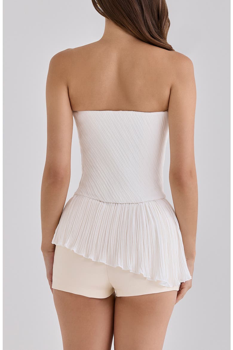 Renata Pleated Strapless Chiffon Top, Alternate, color, WHITE