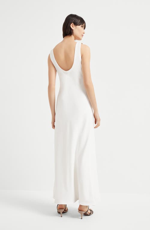 Brunello Cucinelli Knee Length Fitted Silhouette Scoop Back Dress In White