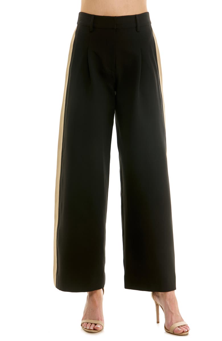 Socialite Wide Leg Side Stripe Pants, Main, color, Black Tan