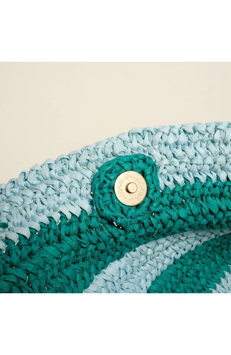 Zsa Zsa Zsu Delhi 100% Raffia Shoulder Bag 17X14 In, Alternate, color, Blue-Green