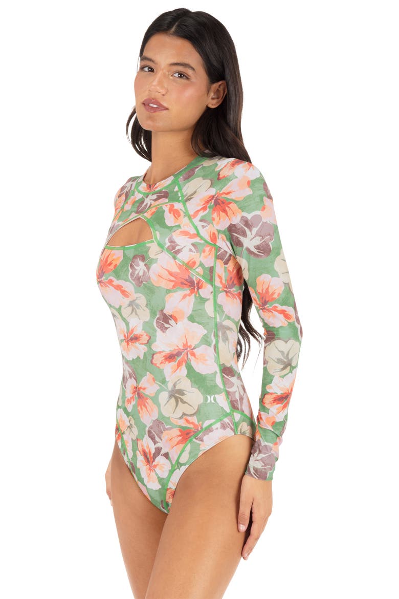 Gingko Cloud Max One-Piece Swimsuit, Alternate, color, SEAFOAM PINK FLORAL