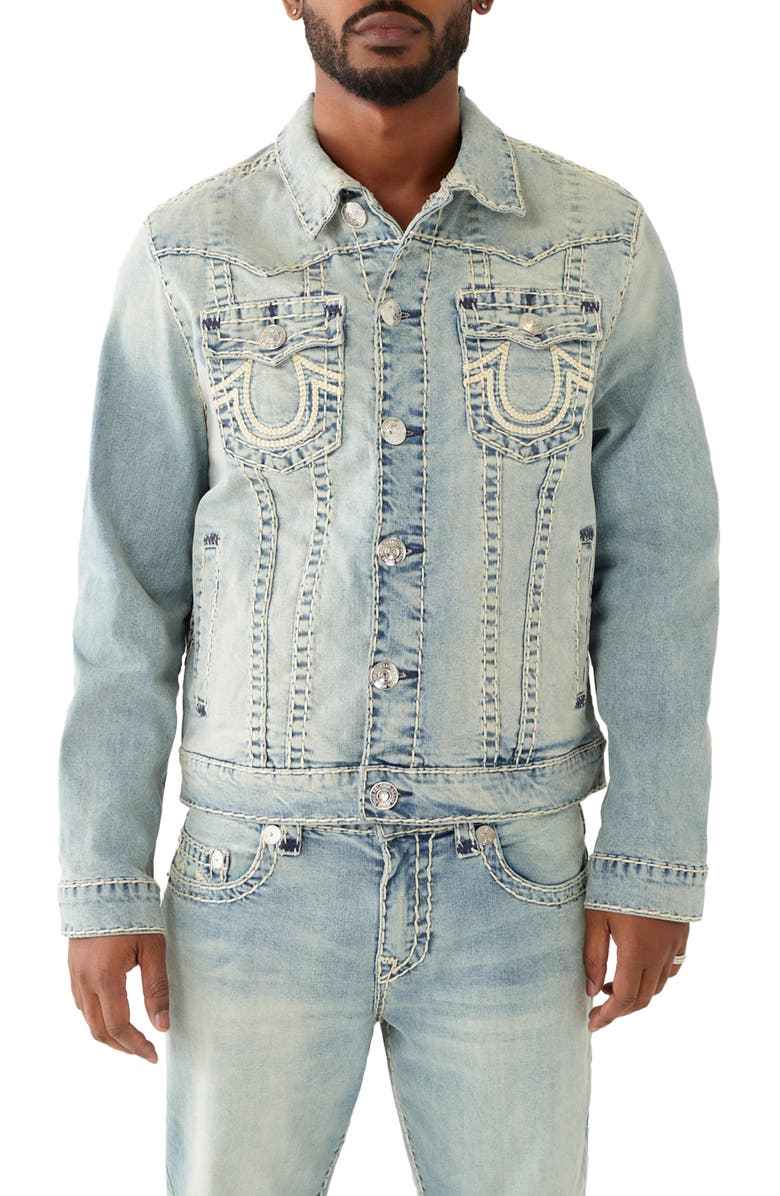 True Religion Brand Jeans Jimmy Super T Rope Stitch Denim Jacket, Main, color, 