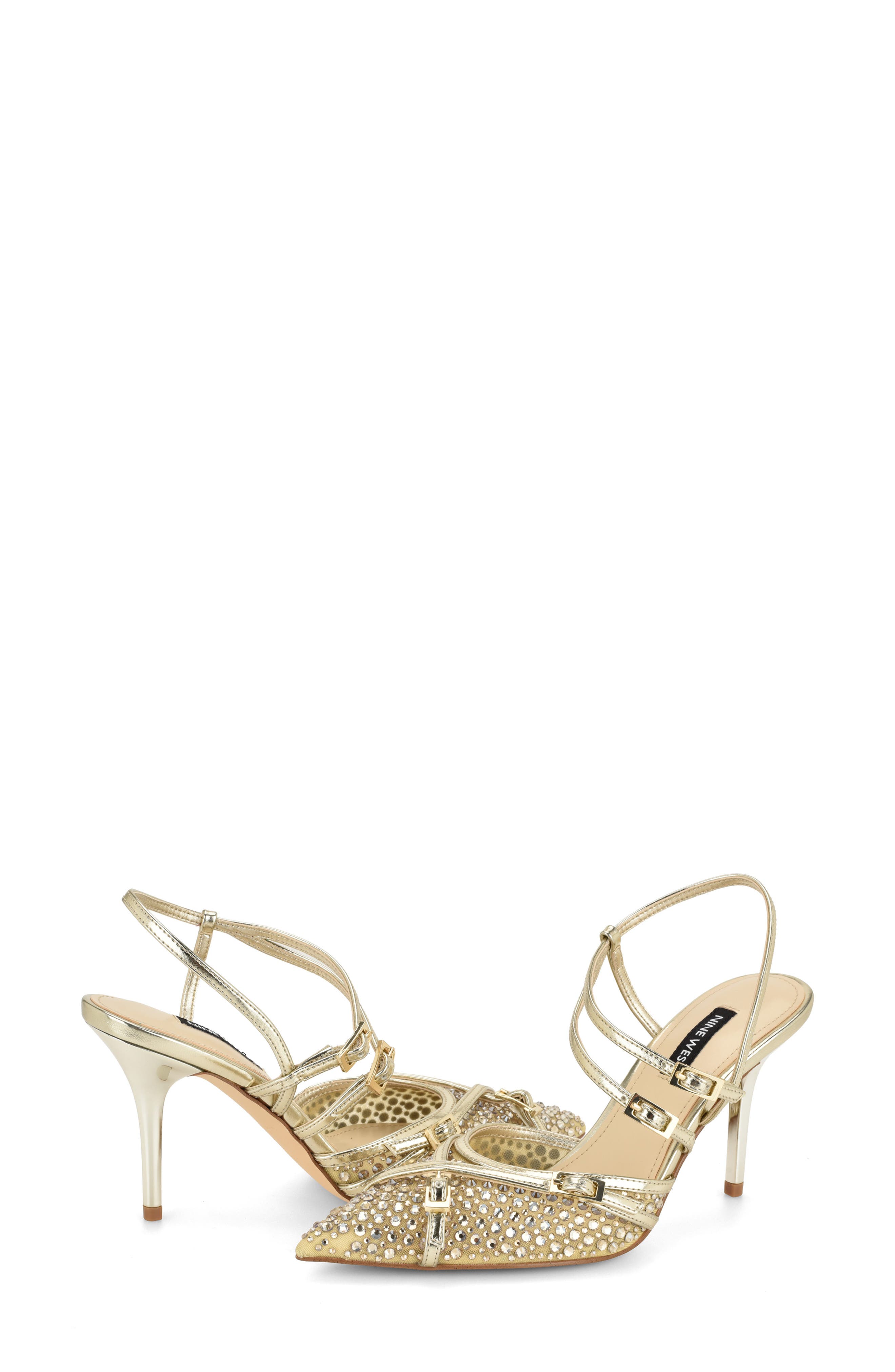 Pertee Crystal Embellished Ankle Strap Pump, Alternate, color, GOLD