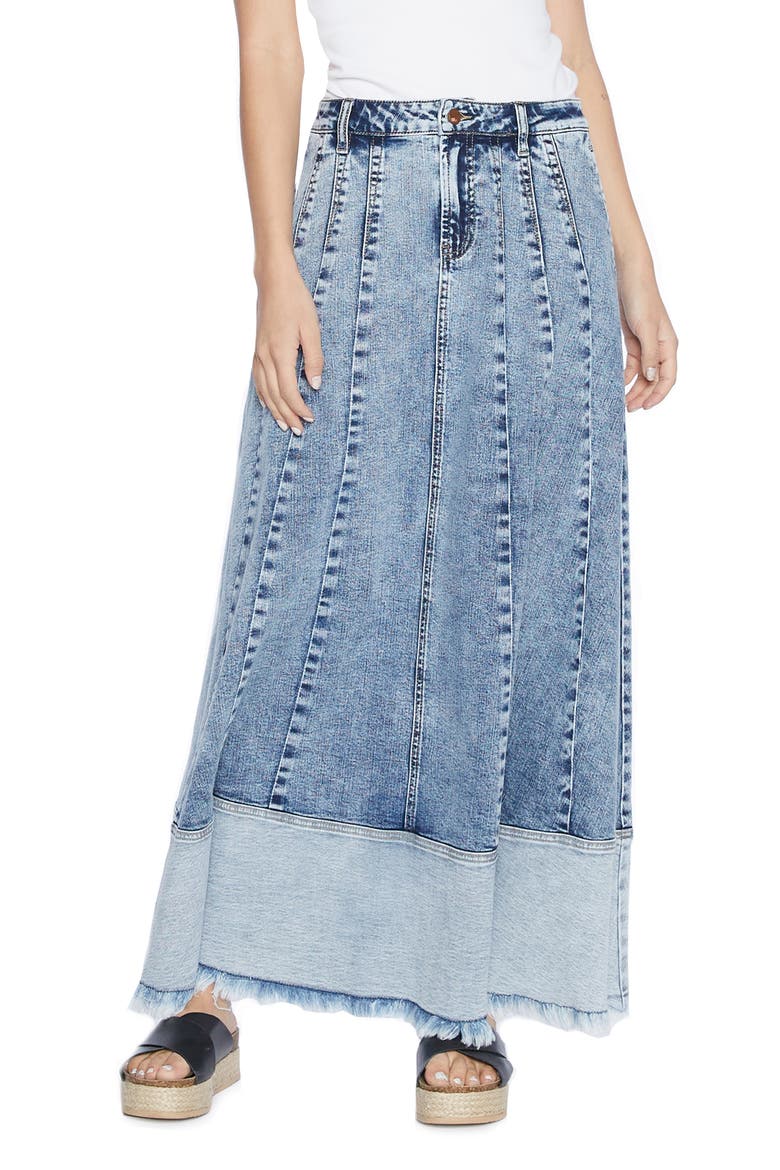 Let's Go Colorblock Denim Maxi Skirt, Main, color, PREP BLUE LIGHT