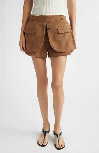 Jacket Hem Suede Shorts