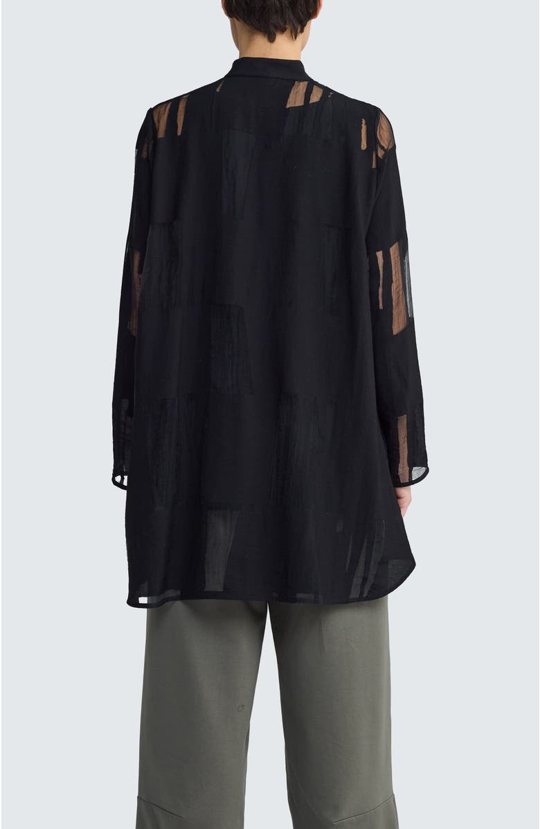 LUUKAA Ondine Sheer Jacquard Shirt, Alternate, color, Black