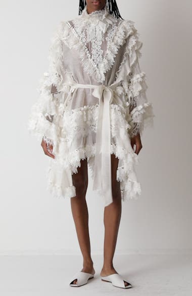 【Zimmermann】CRUSH HEART TRIM MINI DRESS レース ミニドレス Zimmermann Crush Heart Trim Long Sleeve Minidress | Nordstrom