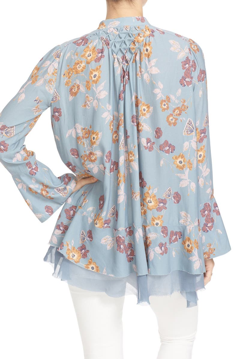 Free People Floral Print Smocked Tunic, Alternate, color,